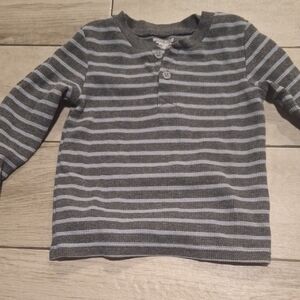 🐧 Toughskins Gray Long Sleeve Tee with Horizontal Stripes🍍🍓🦉